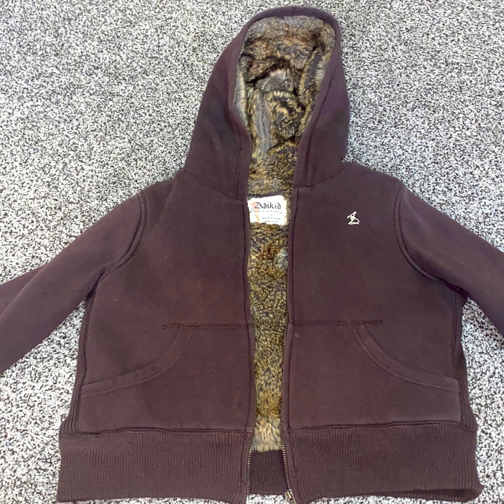 Zip up Hoodie fur on inside except the sleeves